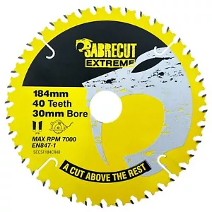 SabreCut 184mm 40T x 30mm Circular Saw Blade for Dewalt DWE560 Framing DT10303 - Picture 1 of 5