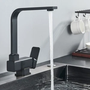 Schwarz Küchenarmatur 360° Wasserhahn Küche Mischbatterie Spültischarmatur Hahn - Bild 1 von 8