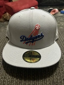 La Dodgers Mütze New Era 59 Fifty Cooperstown grau Kappe tailliert uni Logo 7 3/4 Neu mit Etikett - Bild 1 von 3