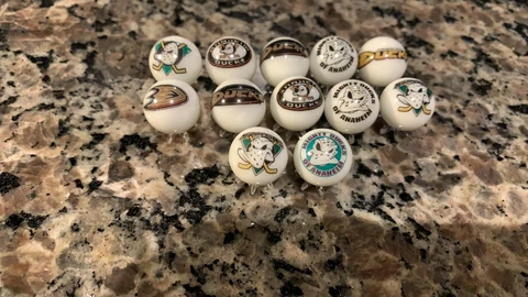 Anaheim Mighty Ducks NHL 5/8" GLASS MARBLES COLLECTION with stands Cover