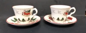 2 MASON'S CHRISTMAS VILLAGE CUPS AND SAUCERS - Picture 1 of 3