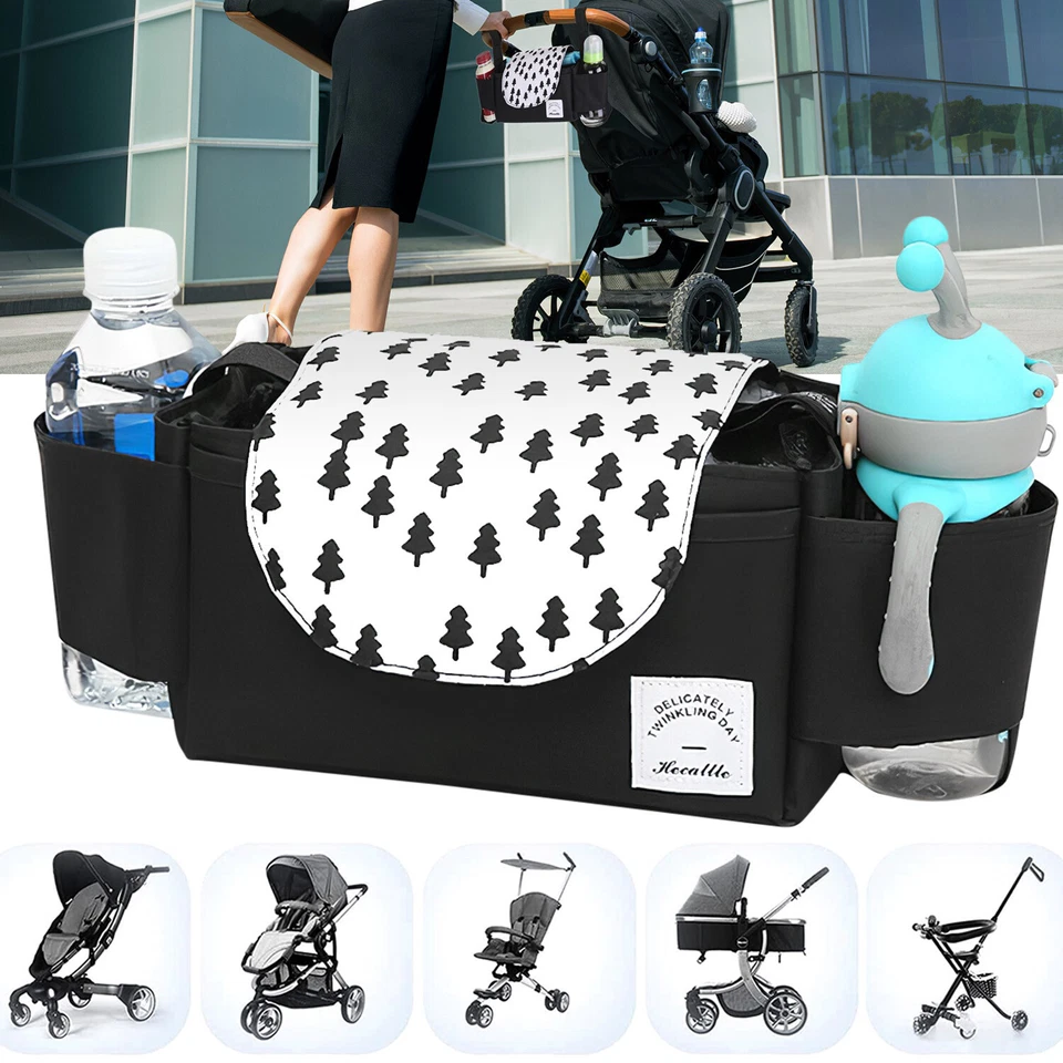 Universal 6 Pockets Diaper Bag Baby Stroller Organizer Bag with Cup Holders - Image 1 of 4