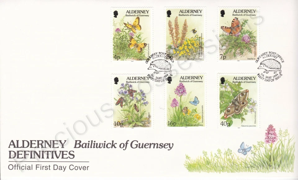 Alderney First Day Cover FDC 1994 DEFINITIVES 4P-40P STAMPS - Image 1 of 1