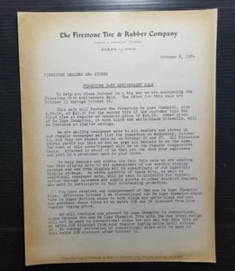 VINTAGE DOCUMENT FIRESTONE 54TH ANNIVERSARY SALE OCTOBER 8 1954 40D - Picture 1 of 2