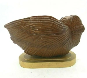 Anillo de madera tallada concha marina Nautilus concha flor baratija plato cuenco polinesio - Imagen 1 de 6