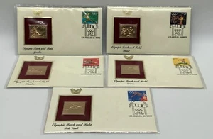 1991 Olympic Track & Field US STAMPS First Day Issue 22k Gold Stamps Lot Of 5 - Picture 1 of 16