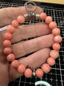Beautiful BRACELET Pink Angel Skin Coral Beads by T JAZELLE Marked TJ 6 in - Picture 1 of 16
