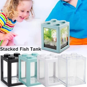 Mini Desktop Aquarium Decorative Fish Tank Stackable Office Tea Table Decor - Picture 1 of 16