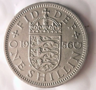 1956 GREAT BRITAIN SHILLING - Excellent Coin - FREE SHIP - Shilling Bin A - Image 1 of 2