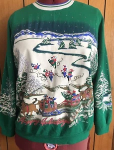 Happy Holidays ugly green sweater size 2X - Picture 1 of 4