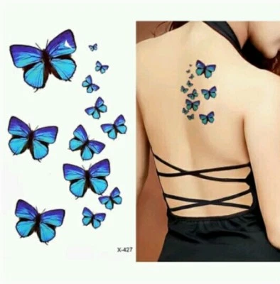 ROSIE'S TATTOO BOUTIQUE LITTLE BLUE BUTTERFLY Temporary Tattoos Body Art Transfers Small Butterflies 🦋