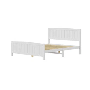 Oikiture Bed Frame Queen Size Timber Platform White - Picture 1 of 9