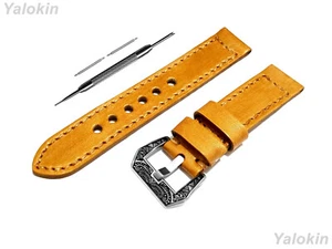 Gold Brushed Stitched Leather Band Strap for Garmin Venu Sq and D2 Air -B20 - Picture 1 of 9