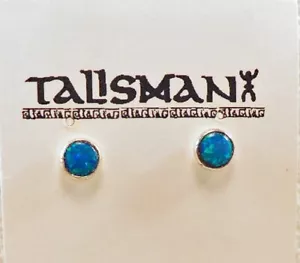 Man Made Blue Opal Handcrafted Sterling Silver Posts Earrings P SOP E1 - Picture 1 of 5