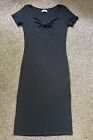 Hollister Summer Midi Dress Short Sleeve Knotted Detail Black Size L