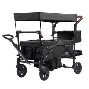 VEVOR Bollerwagen Handwagen Strandwagen Faltbar Kinderwagen 2Sitzer 25kg Schwarz - Bild 1 von 12