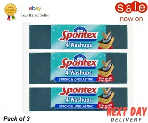 Spontex Washups General Purpose Sponge Scourers, 4 count Pack of 3, Long Lasting - Picture 1 of 5
