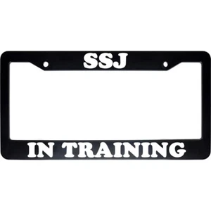 SSJ Super Saiyan En Entrenamiento Negro Soporte de Placa Automática Etiqueta Marco EE. UU. - Imagen 1 de 2