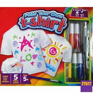 Pinta tu propia camiseta de tela bolígrafos de pintura niños niños niñas camiseta incluida - Imagen 1 de 6