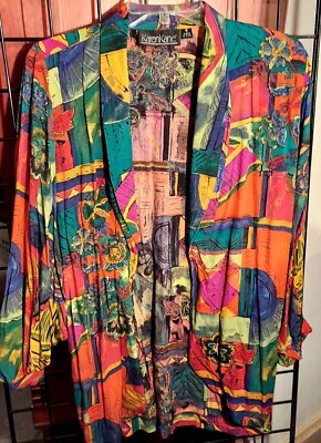 Chaqueta De Colección Karen Kane Abstracta Frente Abierto con Cuello Para Mujer’s Talla Pequeña  Foto 1 de 4