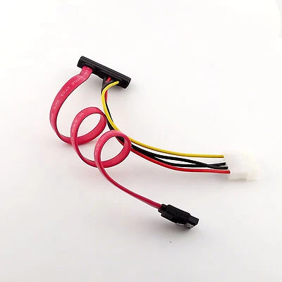 22 7+15 Pin Data Power SATA to 4 Pin IDE Molex + SATA Port Connector Combo Cable - Image 1 of 4
