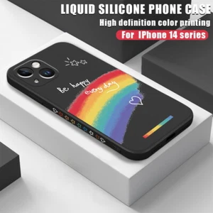 For iPhone 15 14 13 12 11 Pro Max XS XR 8 Rainbow Patterned Silicone Case Cover - Picture 1 of 14