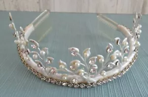 Tiara Braut Blume Perle und Strass Kristall Kämme Abschlussball Hochzeit Prinzessin - Bild 1 von 10