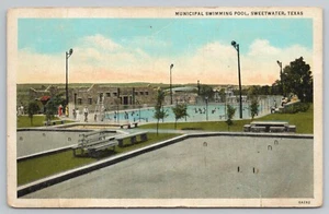 Postal de lino Sweetwater Texas TX piscina municipal de 1930 - Imagen 1 de 2