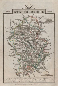 STAFFORDSHIRE by John CARY. Miniature antique county map 1812 old - Picture 1 of 1