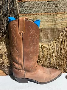 DAN POST MARLBORO Leather Cowboy BROWN Boots Tan Western P2551 MEN US 10.5D - Picture 1 of 8