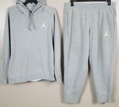 JORDAN JUMPMAN FLEECE SWEATSUIT HOODIE + PANTS SUIT SET GREY RARE (SIZE 3XL) - Image 1 of 4