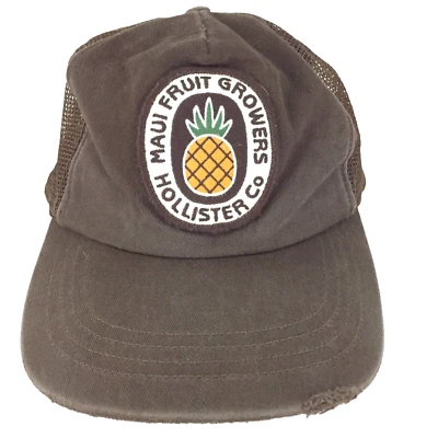 Boné de beisebol Hollister Maui Fruit Patch Hat logotipo abacaxi Snap Back caminhoneiro pai - Imagem 1 de 4