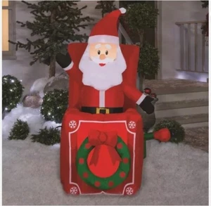 5' ANIMADO LED SANTA JACK-IN-THE-BOX PATIO DE NAVIDAD INFLABLE POR GEMMY NUEVO - Imagen 1 de 3