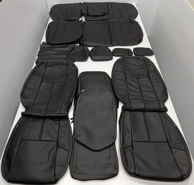 For Chevrolet Silverado Crew Cab 1500 LT 2010-2013 Black Leather Seat Covers W60 - Image 1 of 4