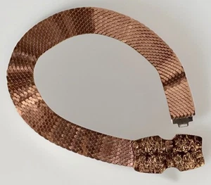 Copper Fish Scale Stretch Belt With Medellin Buckle Art Deco Classic 1960s 1970s - Picture 1 of 4