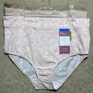 Olga By Warners 3 Pack Brief Women 1X/16 Cotton Blend Super Soft Nude Tan Floral - Picture 1 of 8
