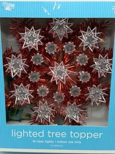 Rotes Lametta Weihnachten beleuchtet Baumspitze Stern beleuchtet 07 Zielscheibe 19 klare Lichter - Bild 1 von 5