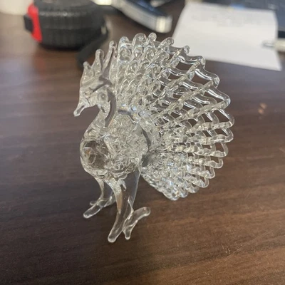 "Adorno de pavo real de vidrio hilado a mano de 2,5"" decoración de cristal atrapasol" Foto 1 de 4