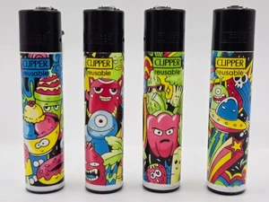 Clipper Feuerzeuge Large | 4er Set | Doodle Art | schneller Versand - Bild 1 von 2