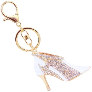 High Heel Shoe Keychain Sparkling Key and Bag Charm Alloy Texture for Daily - Picture 1 of 13