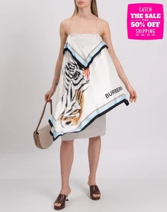 RRP €2690 BURBERRY Mini Dress UK8 US6 IT40 S Lined Draped Asymmetric Silk Front - Picture 1 of 12