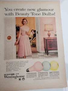 Westinghouse Beauty Tone Bulb Print Ad 1957 Ephemera Wall Art Decor Ceil Chapman - Picture 1 of 1