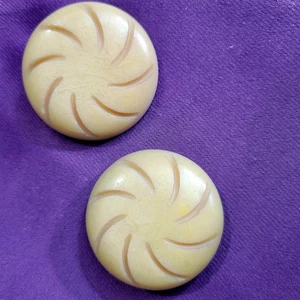 Antique Celluliod Crackle Glaze Shank Buttons, Beige 1.5" - Picture 1 of 9