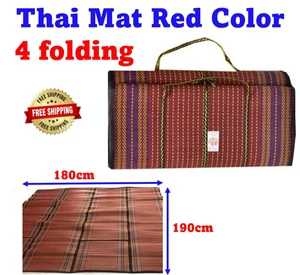 Large Red Thai Mat Pallet Fold Woven Rubber Indoor Outdoor Picnic Beach Camping - Picture 1 of 7
