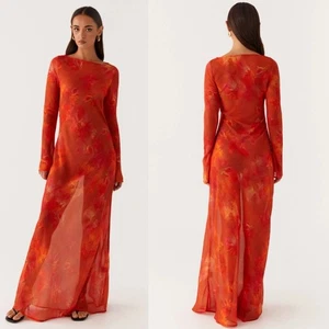 Peppermayo Lorde Maxi Vestido Semitransparente Ámbar Talla 4 Boho Verano Resort Ropa - Imagen 1 de 12