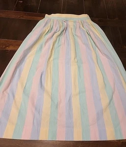 Vintage 60’s Striped Maxi Skirt Seersucker Rainbow Pastel Pocket Union USA - Bild 1 von 10