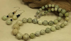Collar/pendiente de jade tallado gradual hecho a mano/cuentas de 8-18 mm/18" (y219-w3) - Imagen 1 de 2