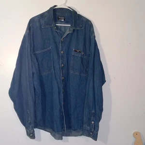 Polo Jeans Co Ralph Lauren Herren XXL Western Worker Denim Jean Blau Hemd Vintage - Bild 1 von 7