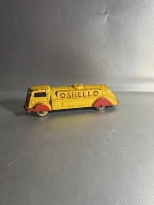 Caminhão-tanque vintage Tootsietoy Tootsie brinquedo shell óleo combustível posto de gasolina 5-1/2 pol - Imagem 1 de 4