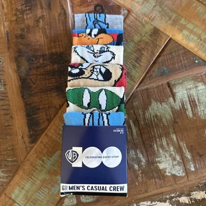 Looney Tunes JUSTICE 6 Pares CALCETINES TRIPULACIÓN Hombres Talla 8-12 Lucas Porky Bugs Bunny - Imagen 1 de 7